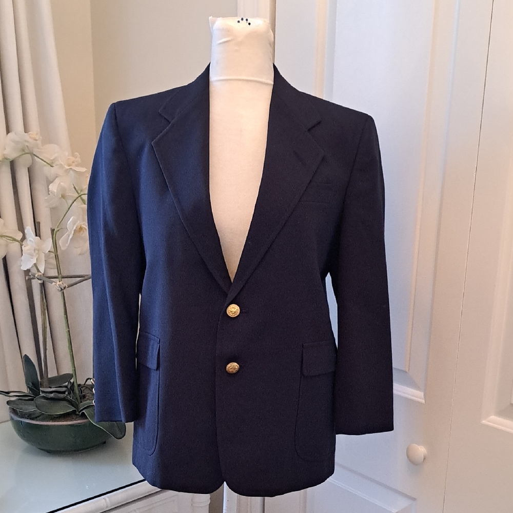 Nordstrom Boys Classic Preppy/Uniform/Party Navy Wool Blend Blazer S-14 Husky